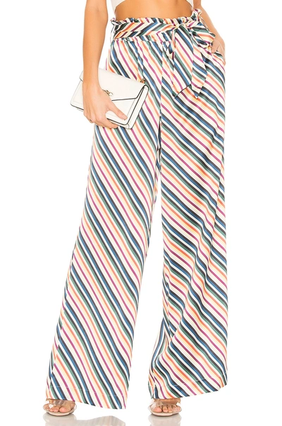 Shop Asceno Wide Leg Trouser In Multi Diagonal Stripe