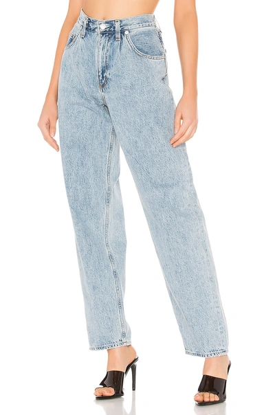 Shop Agolde Baggy Oversized Jean With Pleats In Blue. In Lark