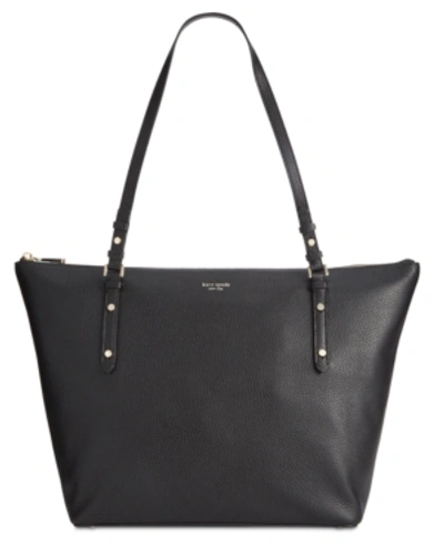 Shop Kate Spade New York Polly Pebble Leather Tote In Black/gold