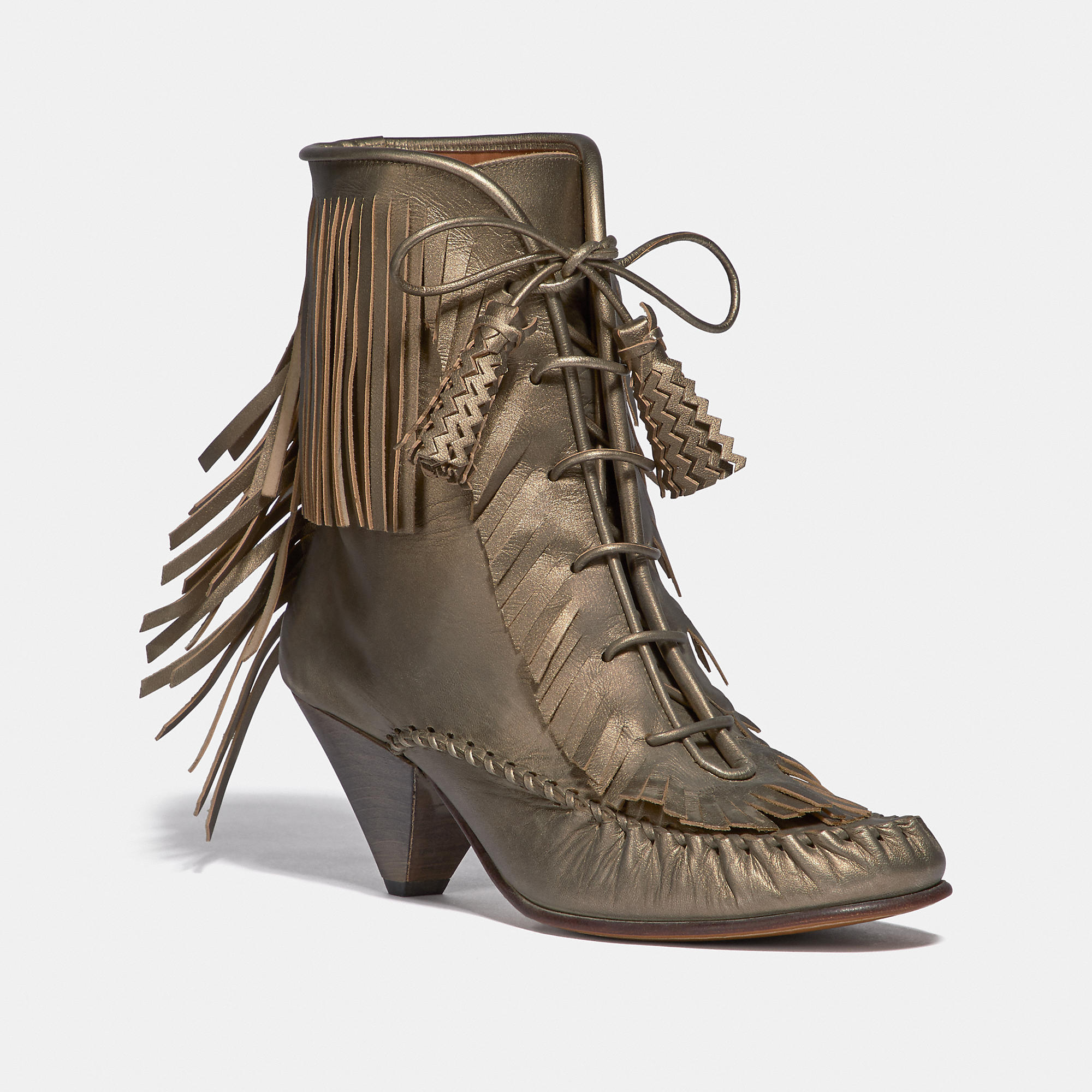 coach lace up tassle boot