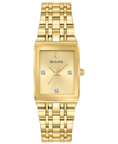 Shop Bulova Women's Futuro Diamond-accent Gold-tone Stainless Steel Bracelet Watch 20.5x31.5mm