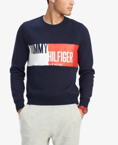 Shop Tommy Hilfiger Men's Logo Graphic Sweatshirt, Created For Macy's In Black Iris