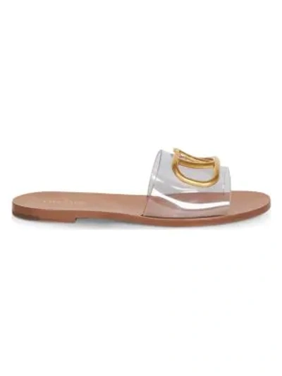 Shop Valentino Transparent Logo Slide Sandals