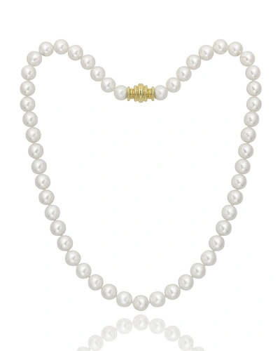 Shop Assael 16" Akoya Cultured 8mm Pearl Necklace With Yellow Gold Clasp