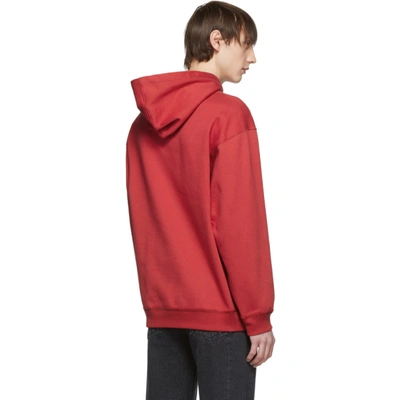 Shop Valentino Red Raised Vltn Logo Hoodie In 157 Red