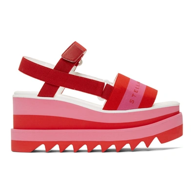 Shop Stella Mccartney Red And Pink Striped Platform Sandals In 6581 Folipi