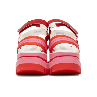 STELLA MCCARTNEY 红色 AND 粉色条纹防水台凉鞋