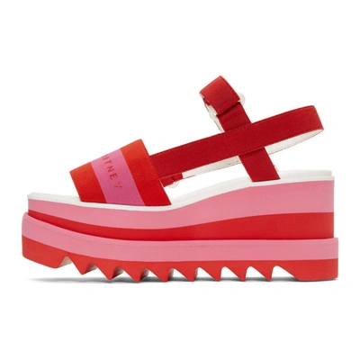 Shop Stella Mccartney Red And Pink Striped Platform Sandals In 6581 Folipi