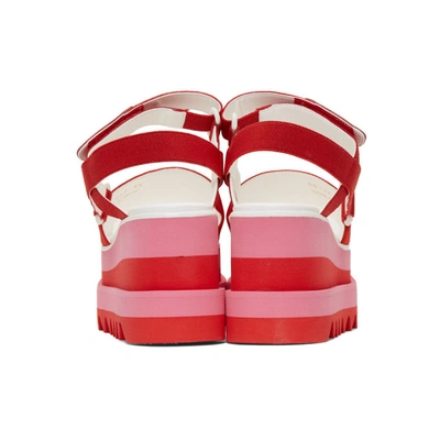 STELLA MCCARTNEY 红色 AND 粉色条纹防水台凉鞋