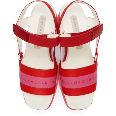 Shop Stella Mccartney Red And Pink Striped Platform Sandals In 6581 Folipi