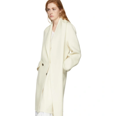 Shop Jw Anderson Off-white Wool Scarf Coat In Ivory