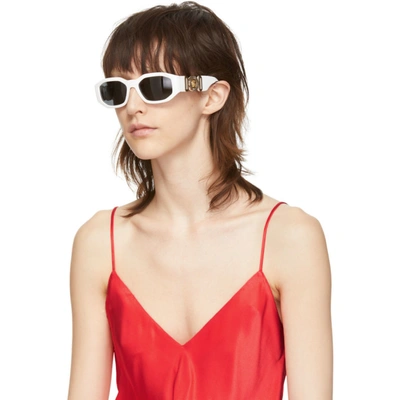 Shop Versace White Medusa Biggie Sunglasses In 401/87 Whit