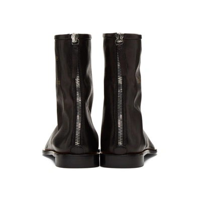 Shop Acne Studios Black Branded Ankle Boots In Black/blk