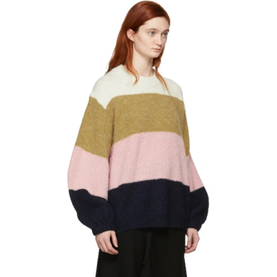 Shop Acne Studios Pink And Navy Striped Kazia Sweater In Pink/navy
