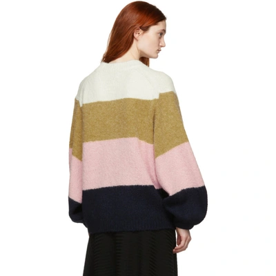 Shop Acne Studios Pink And Navy Striped Kazia Sweater In Pink/navy