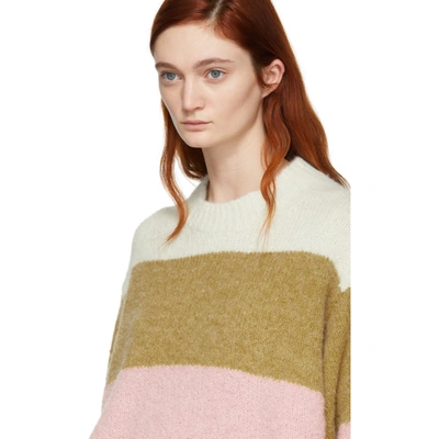 Shop Acne Studios Pink And Navy Striped Kazia Sweater In Pink/navy