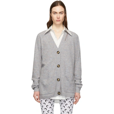 Kaya M lange Ribbed knit Cardigan In Grey multi