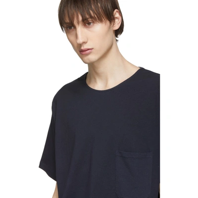Shop Lemaire Black Pocket T-shirt In 799 Blue Bl