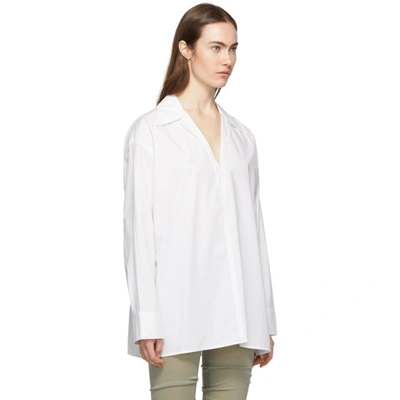 Shop Acne Studios White Oversized V-neck Shirt