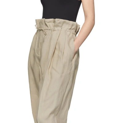 Shop Acne Studios Beige Linen Paoli Trousers In Sand Beige