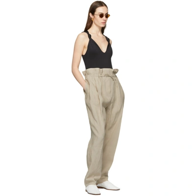 Shop Acne Studios Beige Linen Paoli Trousers In Sand Beige