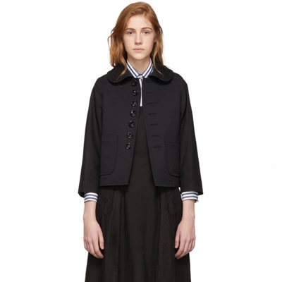 Tricot Comme Des Garcons Black Wool Round Collar Jacket In 1