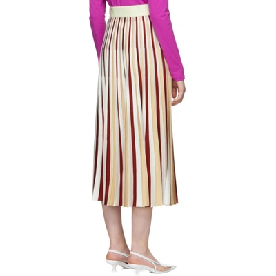 Shop Moncler Genius Beige And Burgundy Knit Skirt In 095 Whtgold