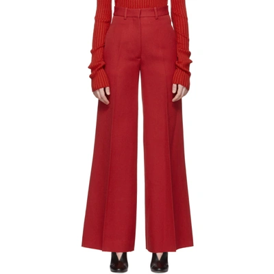 Shop Victoria Beckham Red High-waisted Wide-leg Trousers