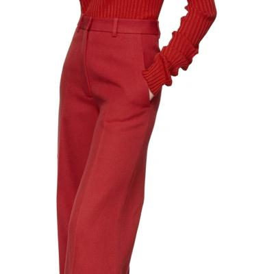 Shop Victoria Beckham Red High-waisted Wide-leg Trousers
