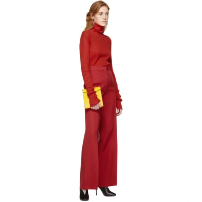Shop Victoria Beckham Red High-waisted Wide-leg Trousers