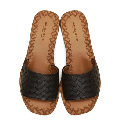 Shop Bottega Veneta Black Intrecciato Sandals In 1000-black