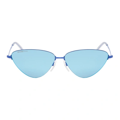 Shop Balenciaga Blue Invisible Cat Sunglasses In 003 Blue