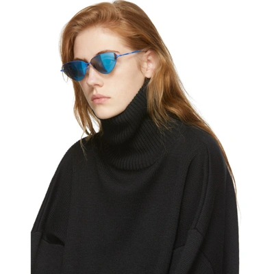 Shop Balenciaga Blue Invisible Cat Sunglasses In 003 Blue