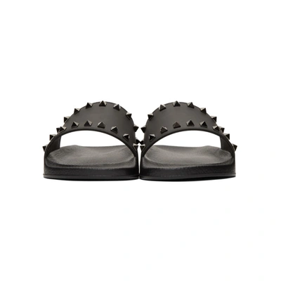 Shop Valentino Black  Garavani Rockstud Pool Slides