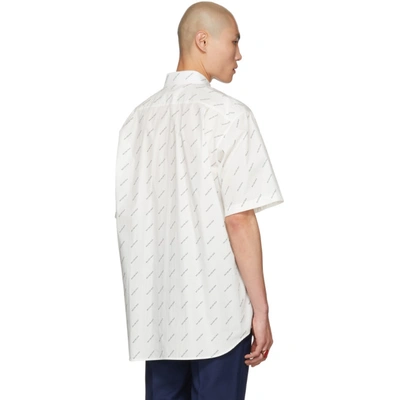 Shop Balenciaga White And Black Logo Normal Fit Shirt In 9040 White/