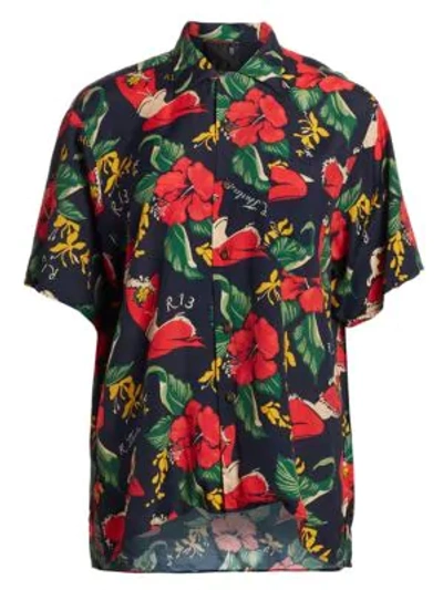 Shop R13 Hawaiian Shirt In Red Lady