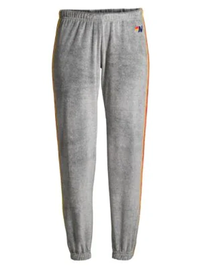 Shop Aviator Nation Classic Velour Sweatpants In Heather Grey