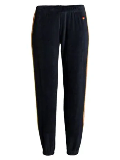 Shop Aviator Nation Classic Velour Sweatpants In Navy