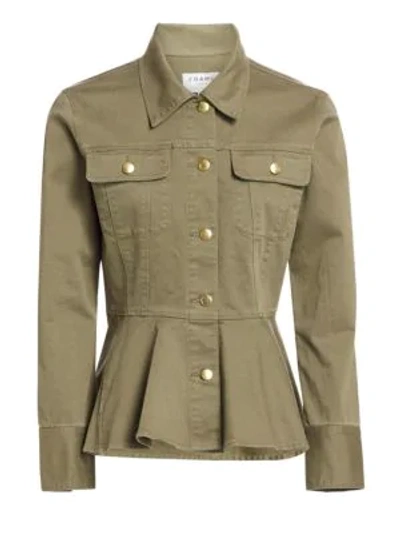 Shop Frame Flounce Peplum Jacket In Army Green