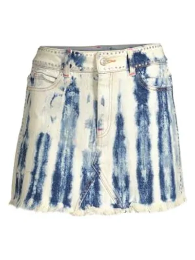 Shop Frankie B Cindy Denim Mini Skirt In Indigo Tye Die