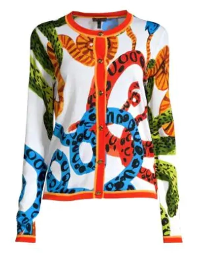 Shop Escada Snikona Animal Ribbon Cardigan In Multi