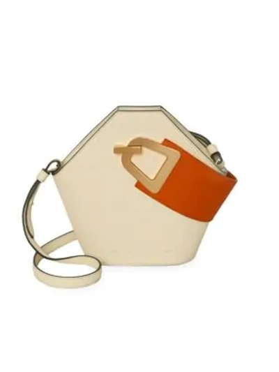 Shop Danse Lente Mini Johnny Geometric Leather Bucket Bag In Marshmallow