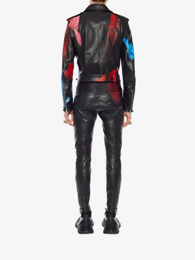 Shop Alexander Mcqueen Painter's Palette Leather Biker Jacket In Black/multicolor