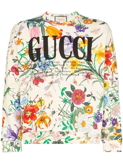 Shop Gucci Oversized Sweatshirt With Logo Print - 9510 Multicoloured