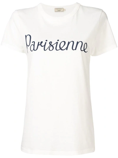 Shop Maison Kitsuné Parisienne Print T-shirt - White