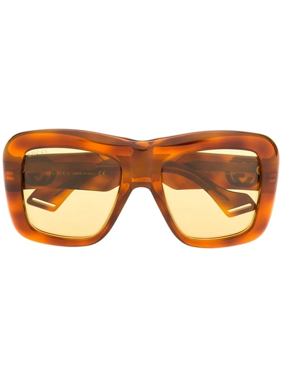Shop Gucci Eyewear Oversize Square-frame Sunglasses - Brown