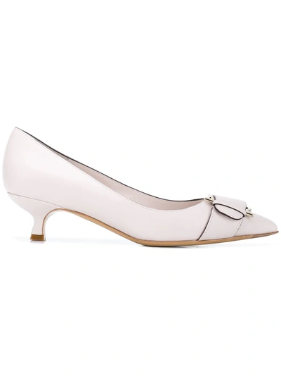 Shop Ferragamo Gancini Pointed Toe Pumps In Neutrals