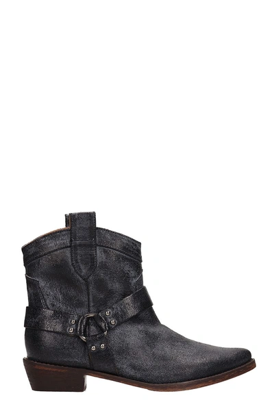 Shop Coral Blue Tex Laminated Black Leather Boots