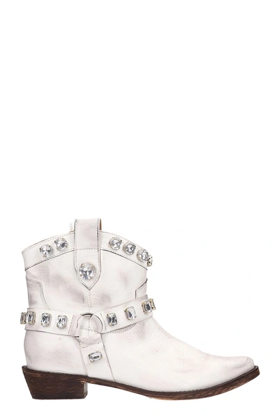Shop Coral Blue Tex White Leather Boots