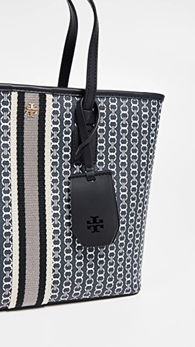 Shop Tory Burch Gemini Link Canvas Small Tote In Black Gemini Link